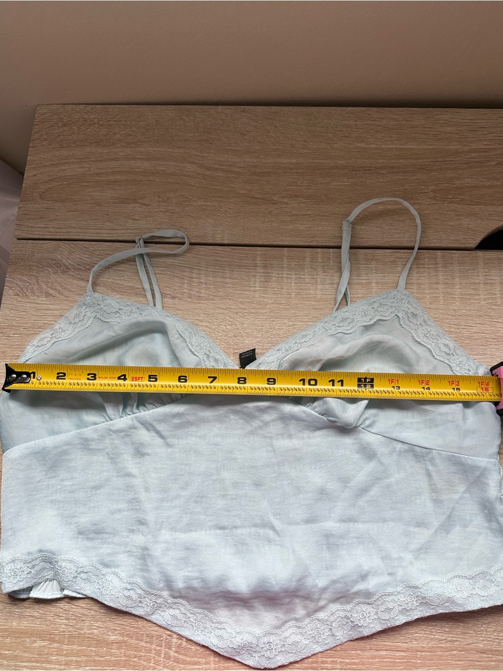 Light Blue Satin Lace Trim Slip Top - Picture 5 of 6
